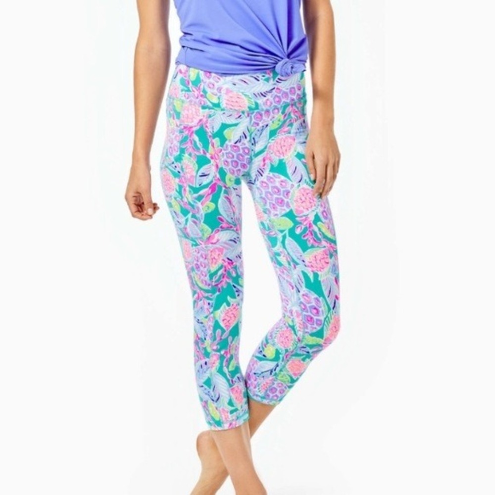 Lilly Pulitzer Luxletic Weekender Crop Leggings Turtle Wave Womens Small